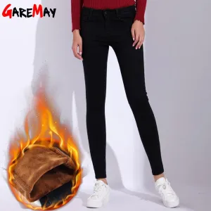 Skinny Black Jeans Woman 2017 Winter Warm Jeans For Women Plus Size Pencil Female Pants Jean Femme Women's Trousers Large Size