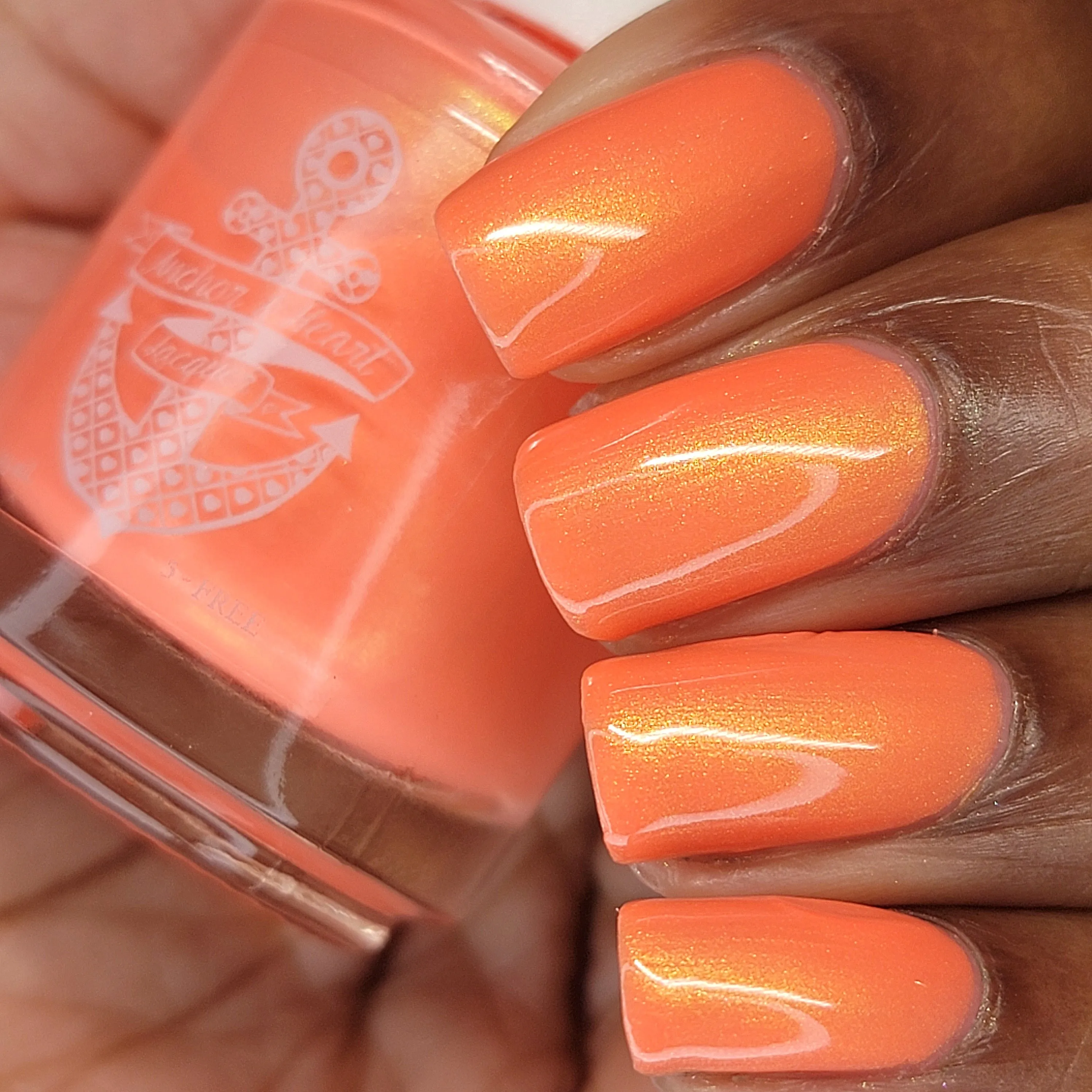 Talk to the Hand - neon orange shimmer nail polish