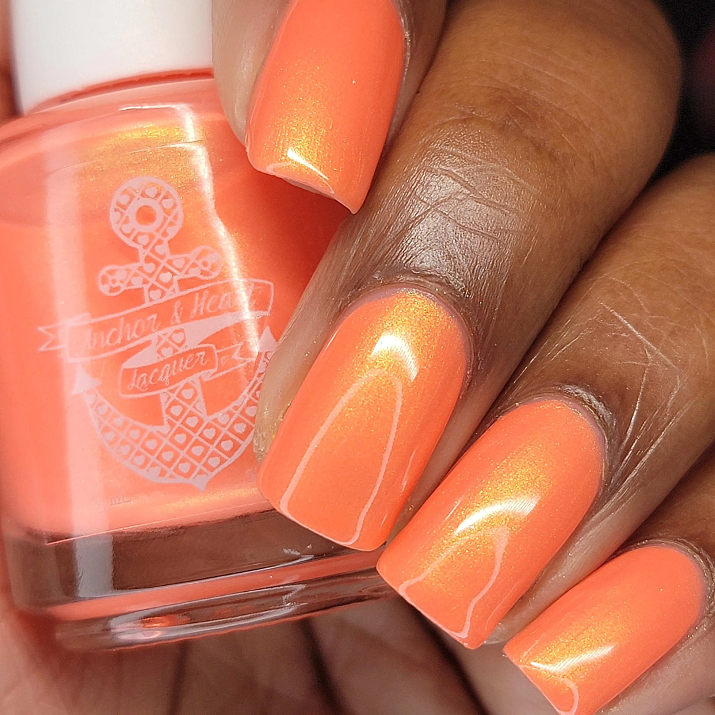 Talk to the Hand - neon orange shimmer nail polish