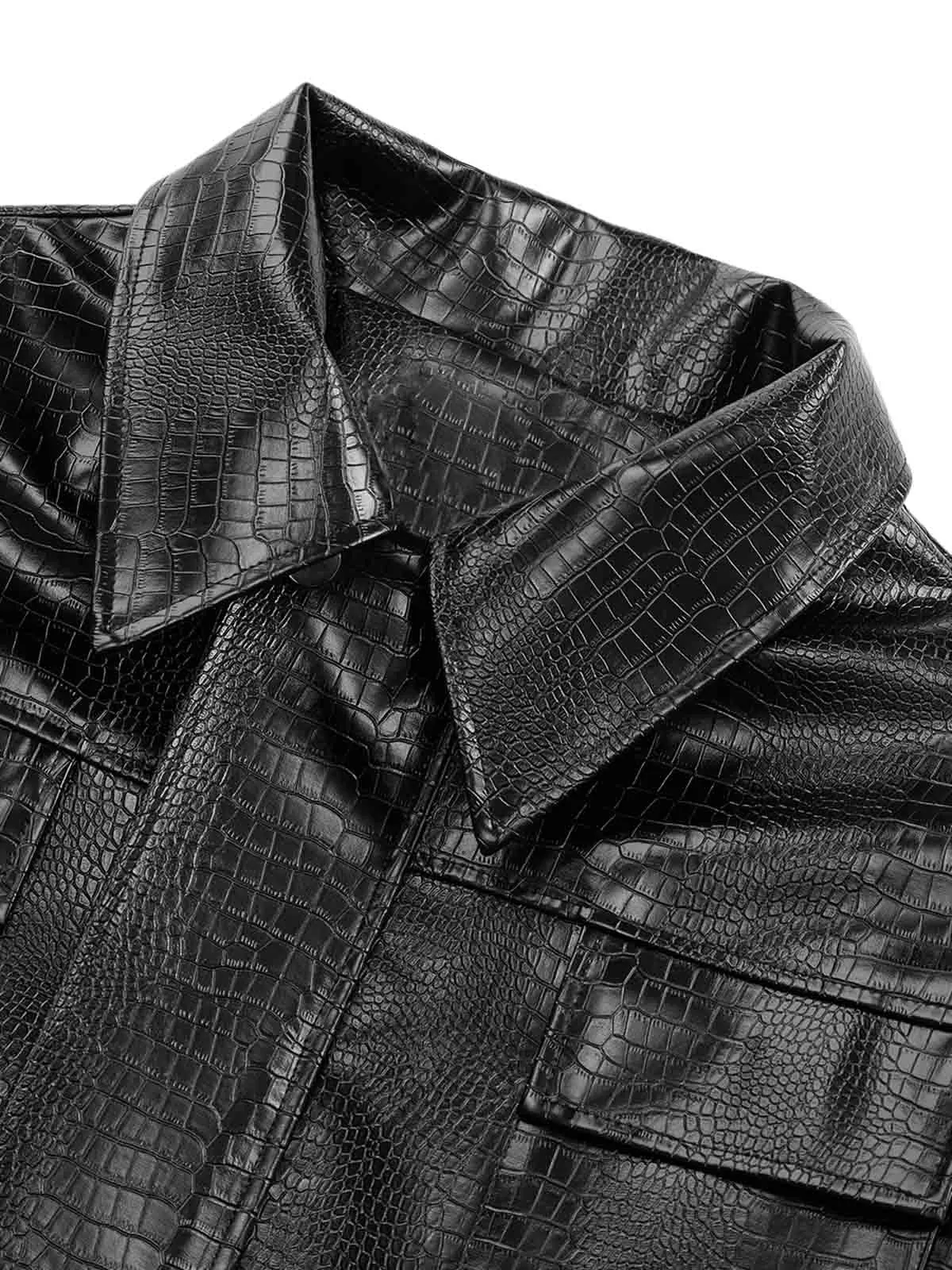 Thesupermade Shoulder Pad PU Leather Jacket