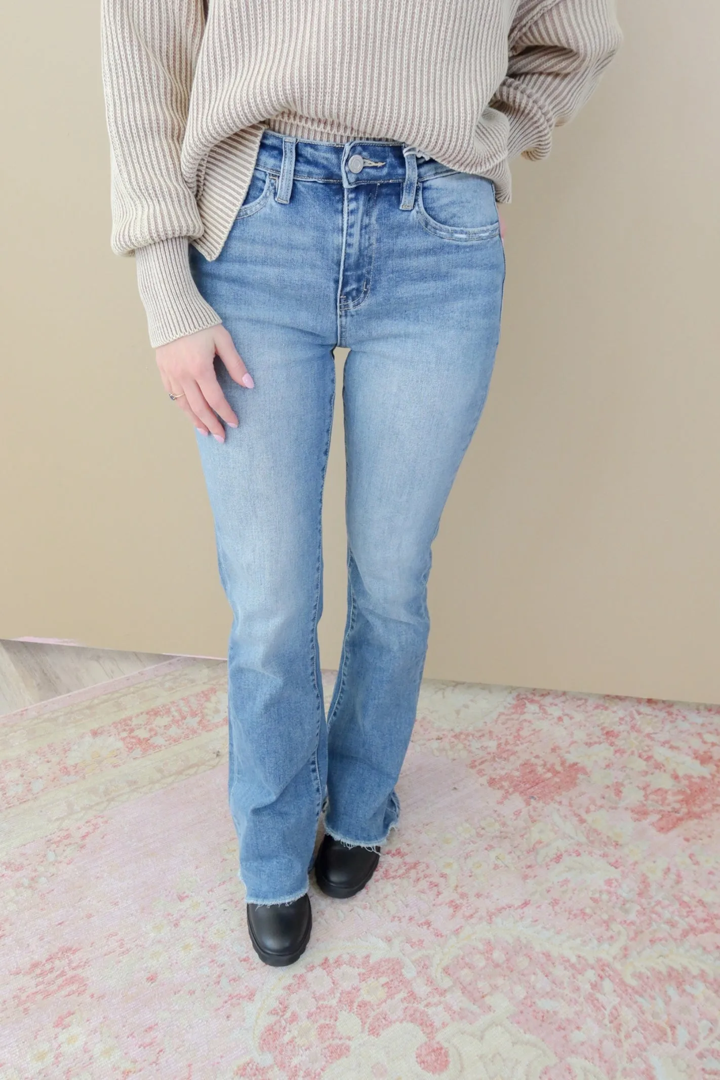 Vervet Bella High-Rise Slant Hem Flare Jeans