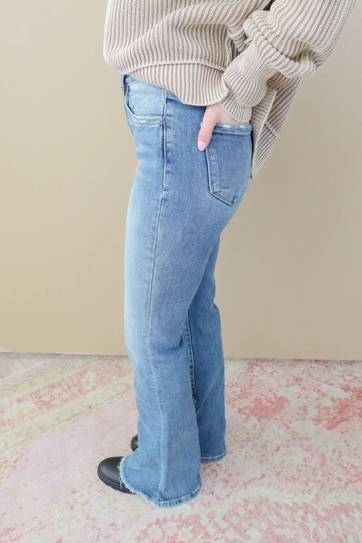 Vervet Bella High-Rise Slant Hem Flare Jeans