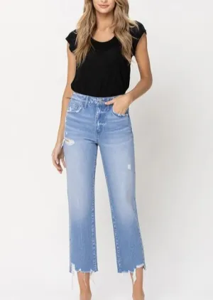 Vintage Vibes High Rise Straight Cropped Jeans