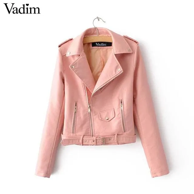 women candy color faux PU leather short motorcycle jacket zipper pockets sexy punk coat ladies casual outwear tops casaco CT1293