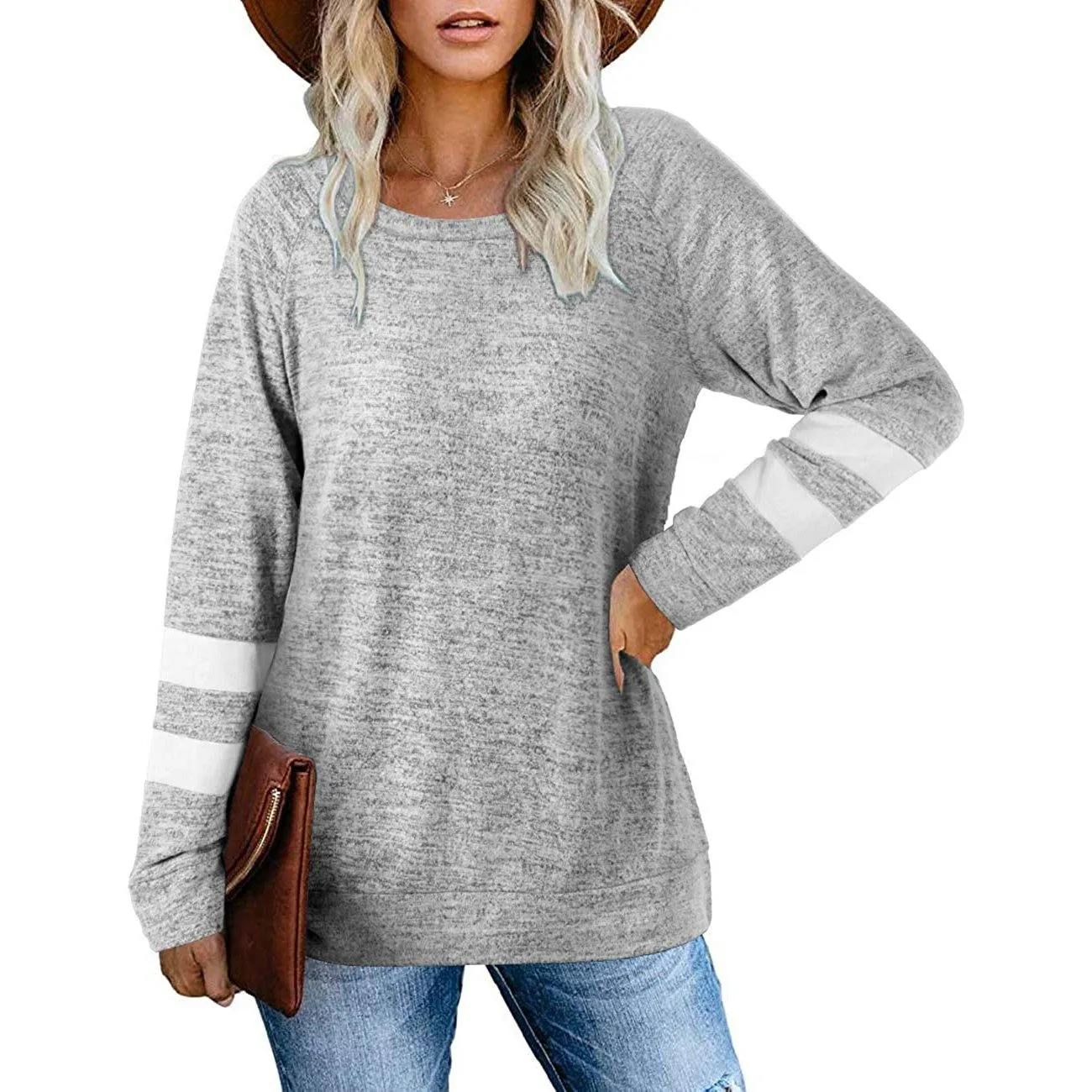 Women's Crewneck Sweatshirts Long Sleeve Sweaters Tunic Tops