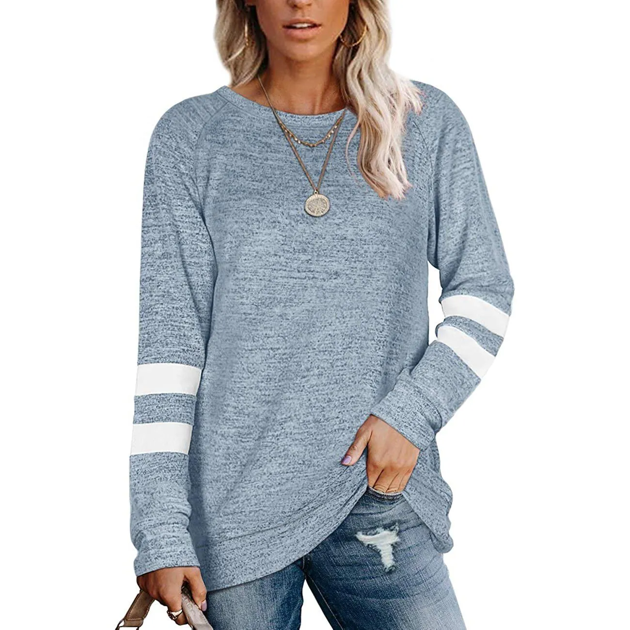 Women's Crewneck Sweatshirts Long Sleeve Sweaters Tunic Tops