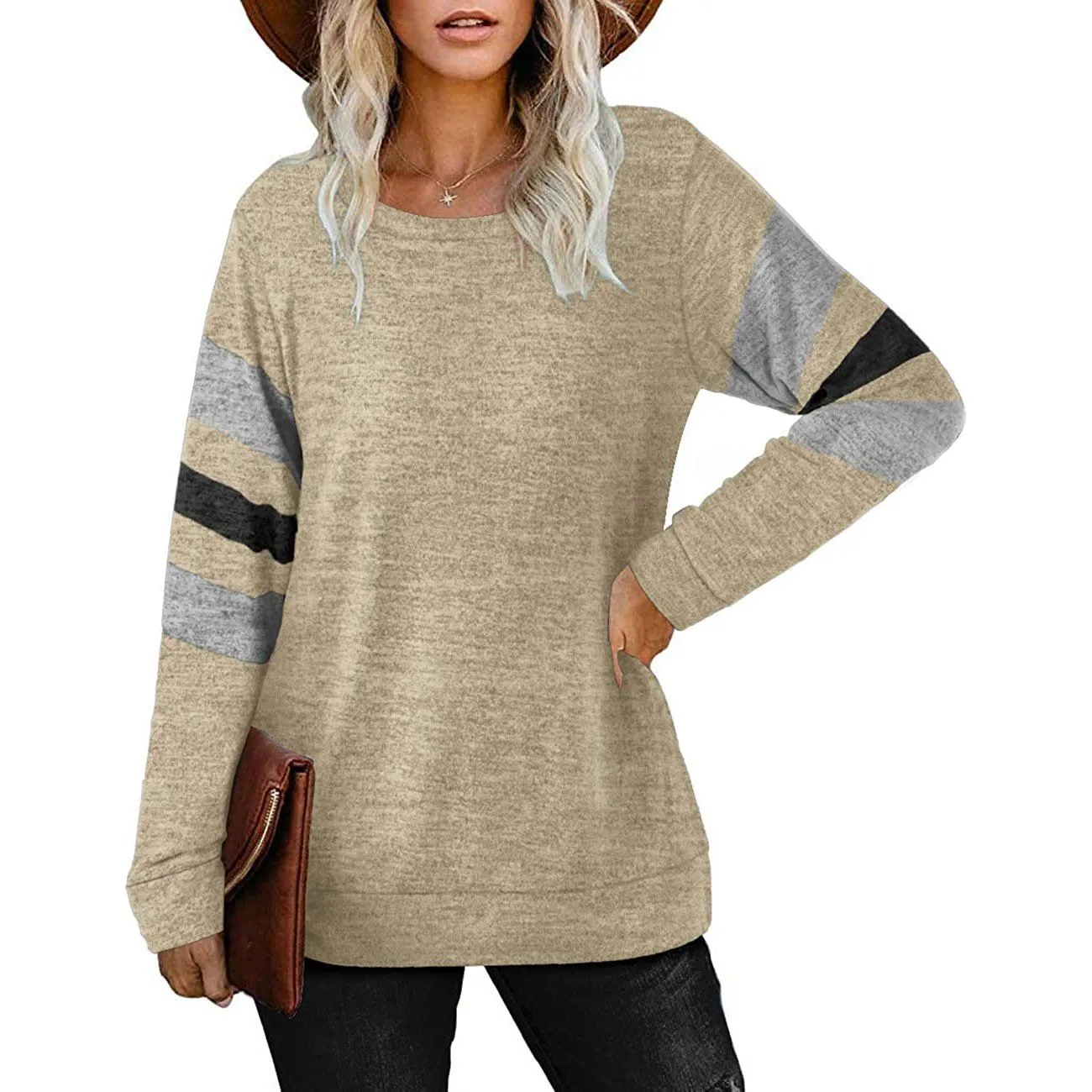 Women's Crewneck Sweatshirts Long Sleeve Sweaters Tunic Tops