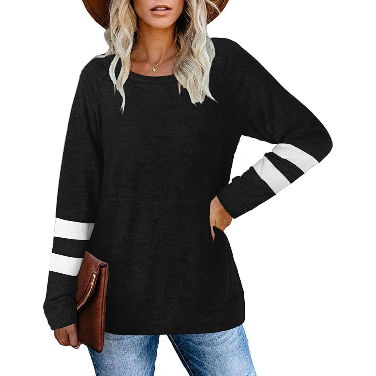 Women's Crewneck Sweatshirts Long Sleeve Sweaters Tunic Tops