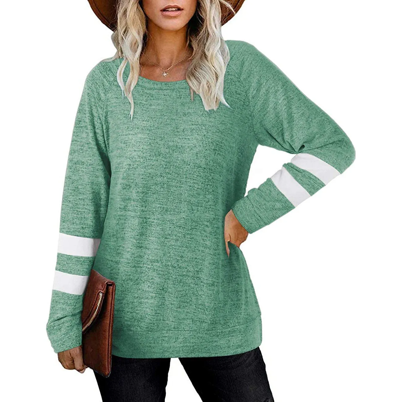 Women's Crewneck Sweatshirts Long Sleeve Sweaters Tunic Tops