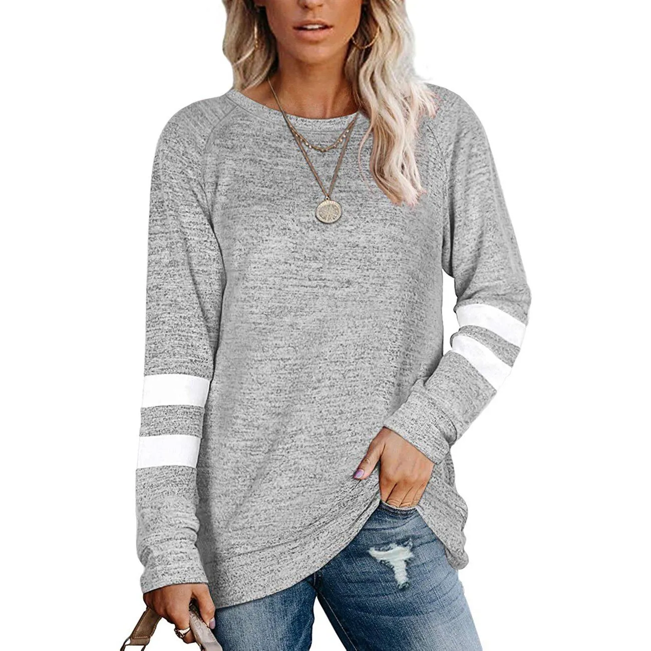 Women's Crewneck Sweatshirts Long Sleeve Sweaters Tunic Tops