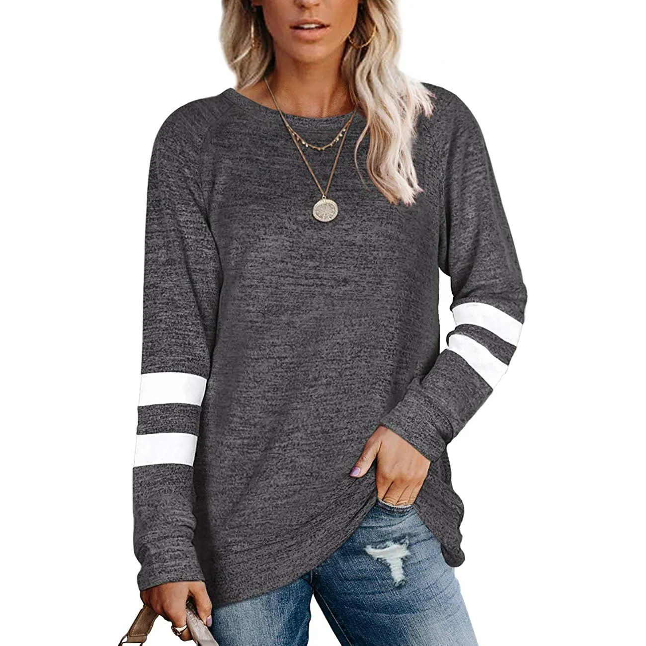 Women's Crewneck Sweatshirts Long Sleeve Sweaters Tunic Tops