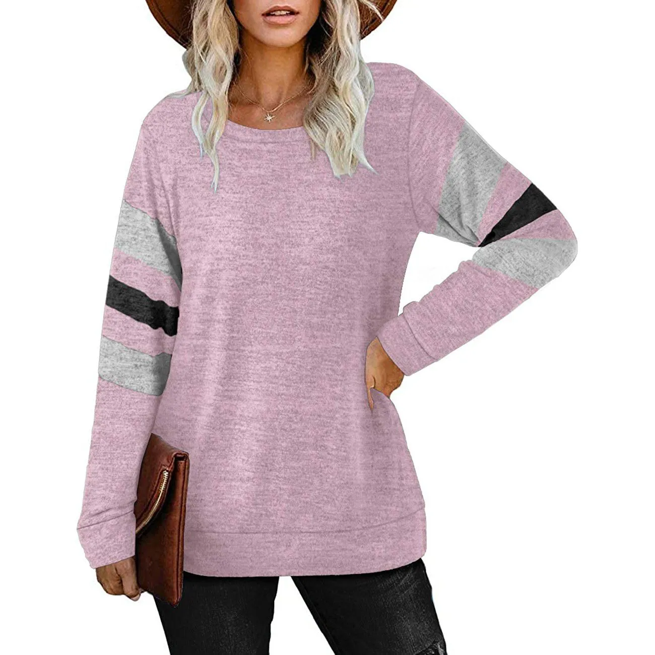 Women's Crewneck Sweatshirts Long Sleeve Sweaters Tunic Tops