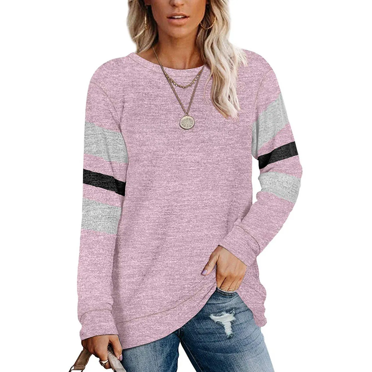 Women's Crewneck Sweatshirts Long Sleeve Sweaters Tunic Tops