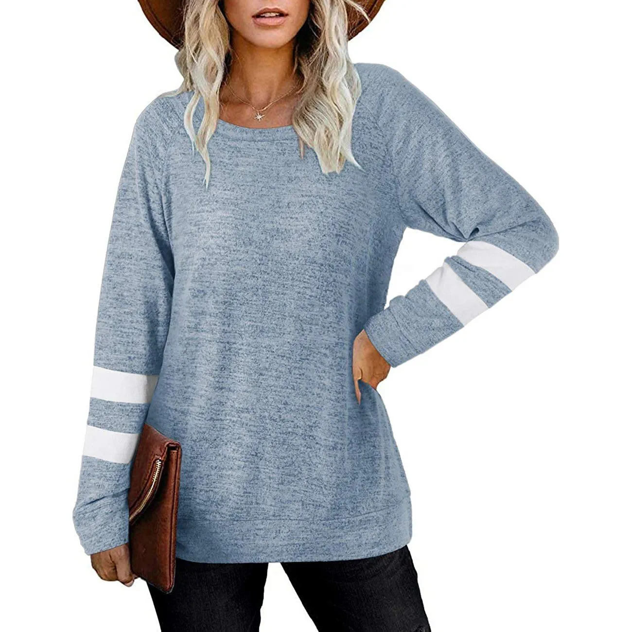 Women's Crewneck Sweatshirts Long Sleeve Sweaters Tunic Tops