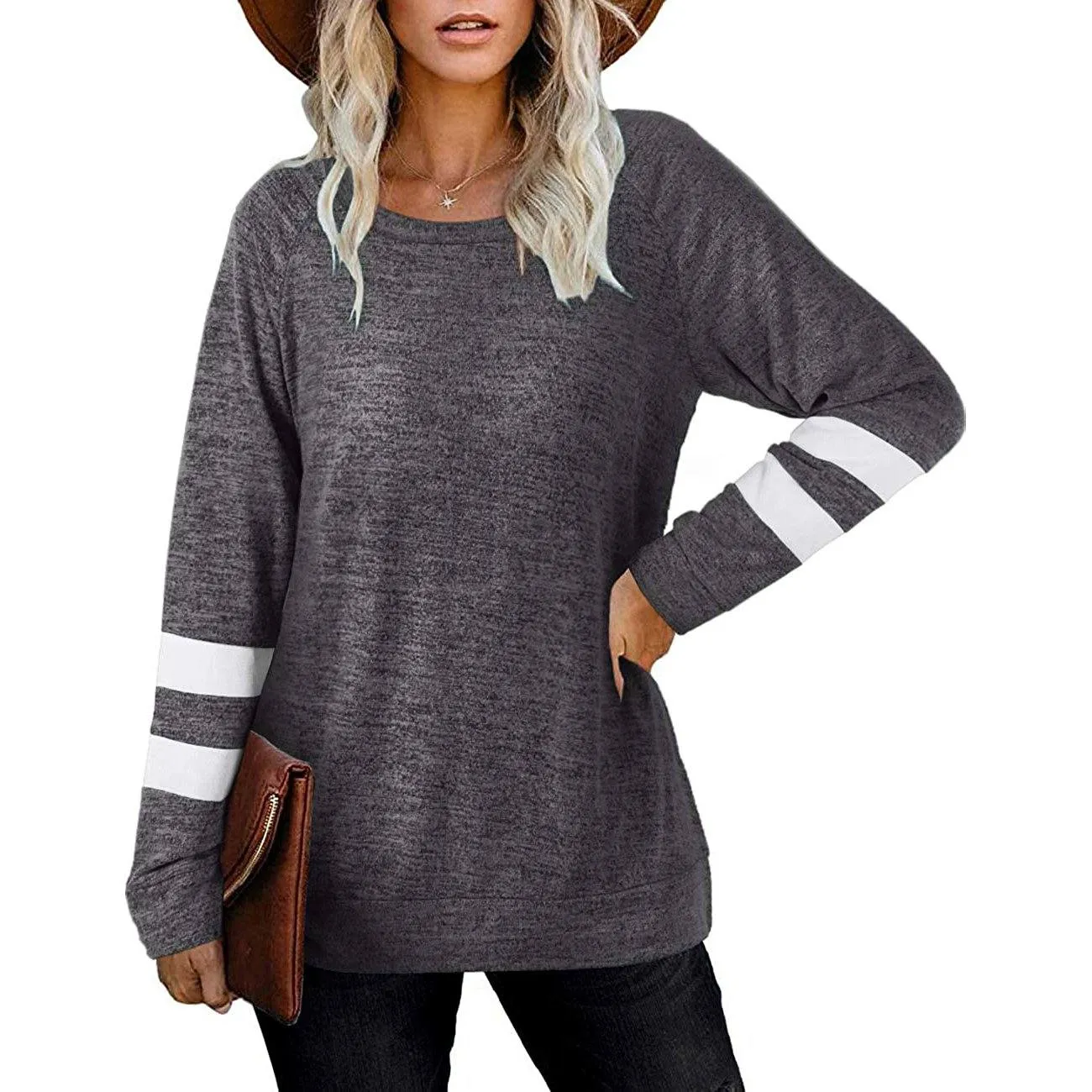 Women's Crewneck Sweatshirts Long Sleeve Sweaters Tunic Tops