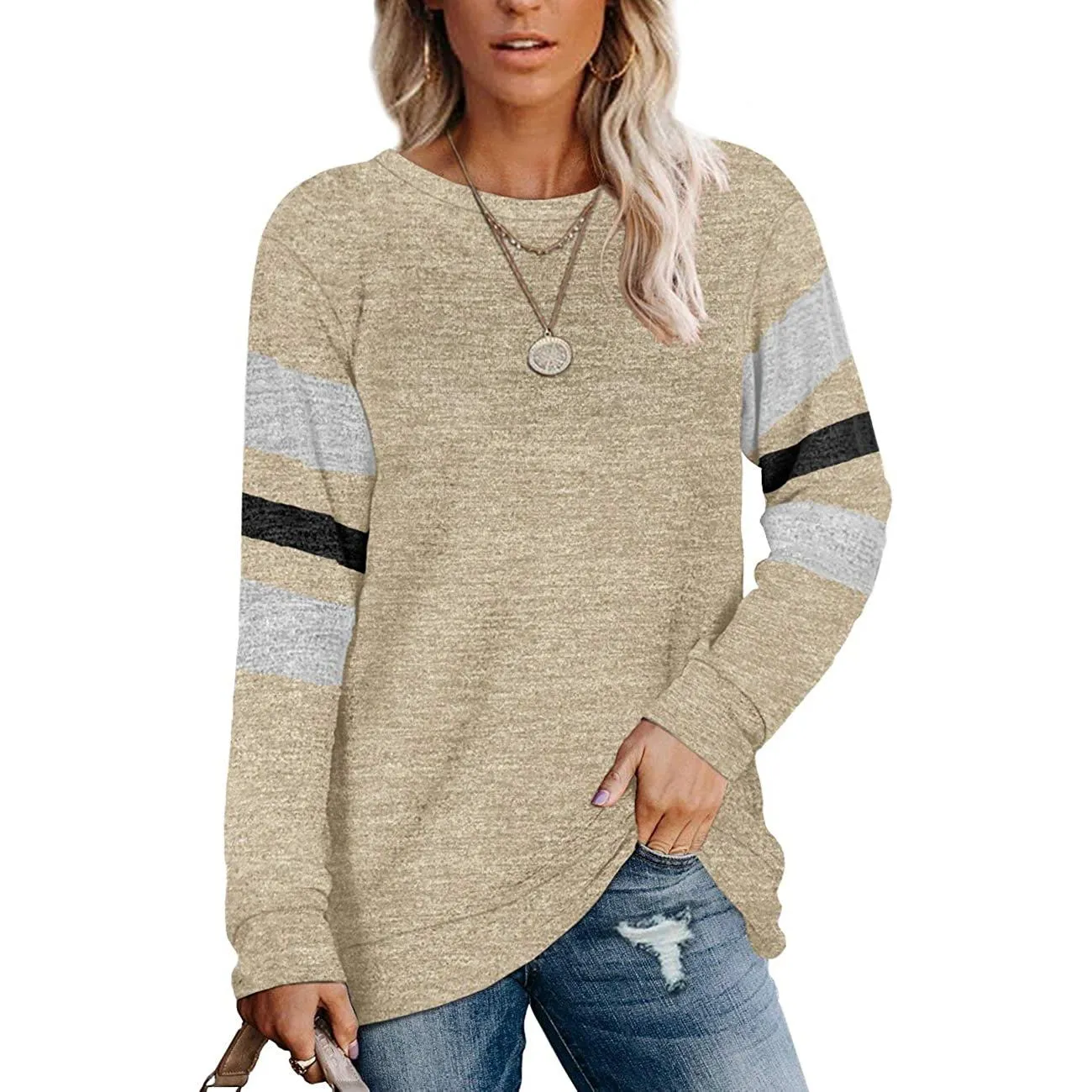 Women's Crewneck Sweatshirts Long Sleeve Sweaters Tunic Tops