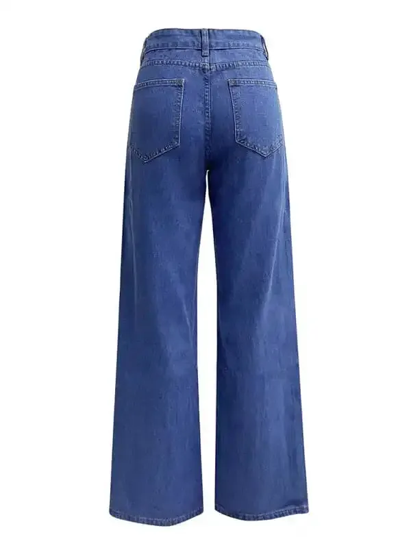 Women’s High Waist Washed Straight Leg Jeans