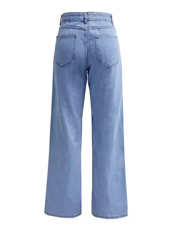 Women’s High Waist Washed Straight Leg Jeans