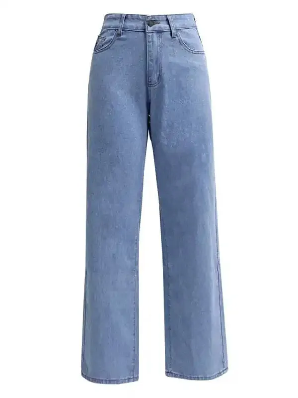 Women’s High Waist Washed Straight Leg Jeans