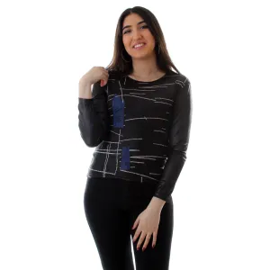 women's long sleeve tops/ black -6252