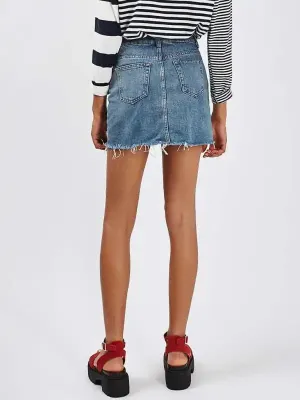 Women’s Raw Edge Denim A-Line Skirt