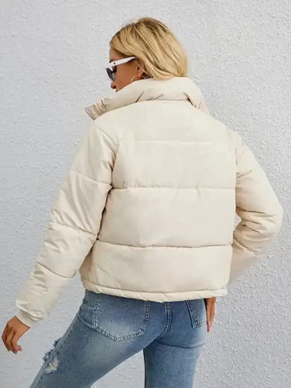 Women’s short simple stand collar down jacket