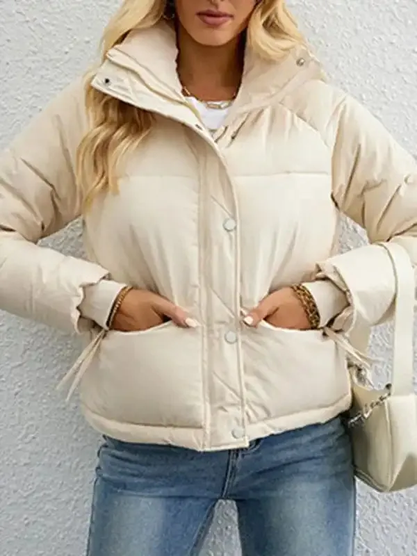 Women’s short simple stand collar down jacket