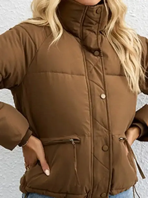 Women’s short simple stand collar down jacket