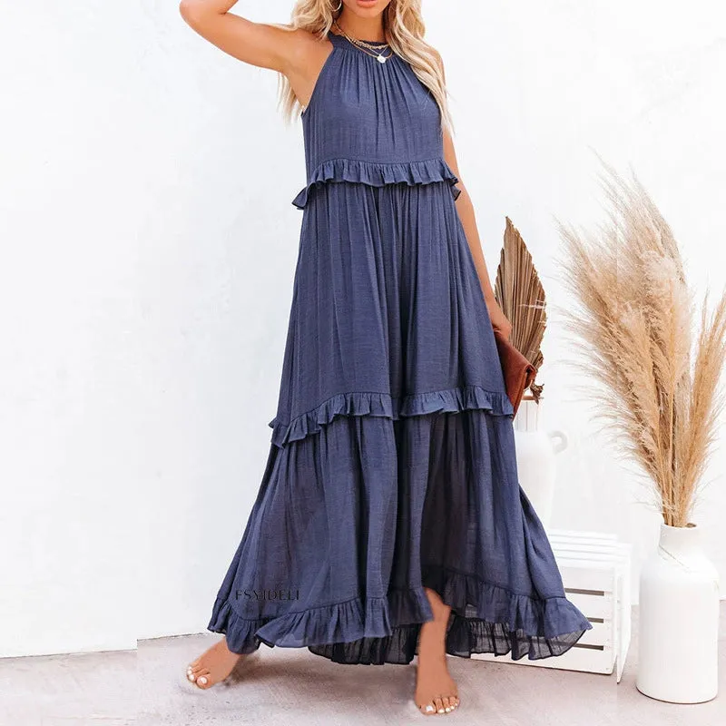 Women's Sleeveless Long Summer Dress New Cake Skirt Dress