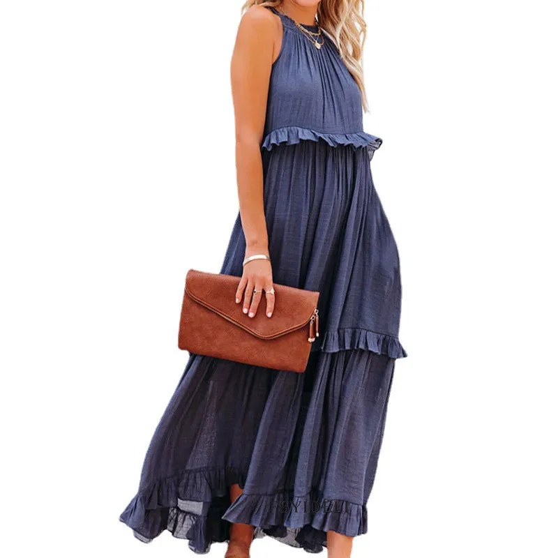 Women's Sleeveless Long Summer Dress New Cake Skirt Dress