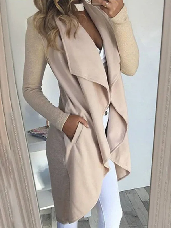 Women's Solid Color Slim Fit Lapel Jacket