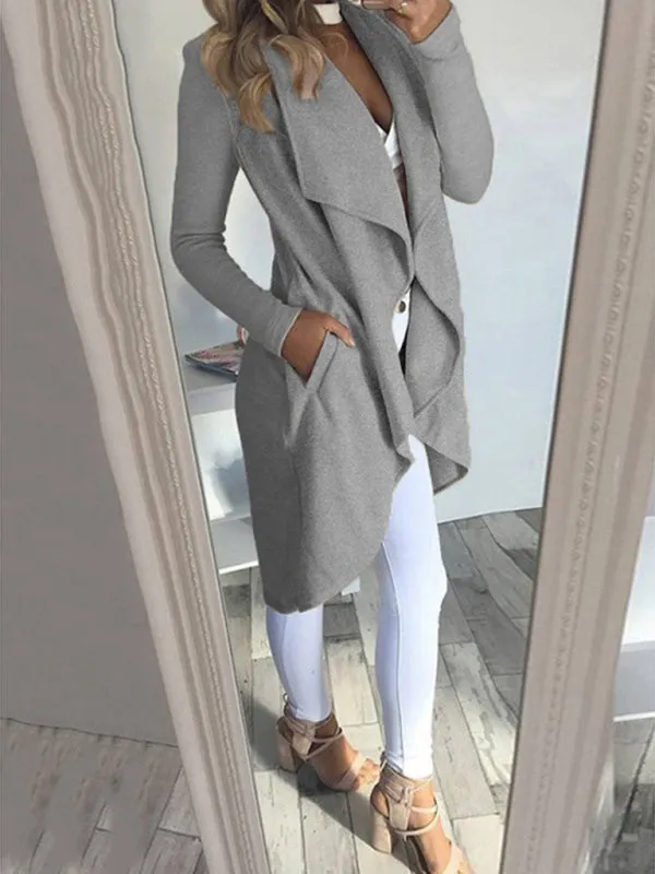 Women's Solid Color Slim Fit Lapel Jacket