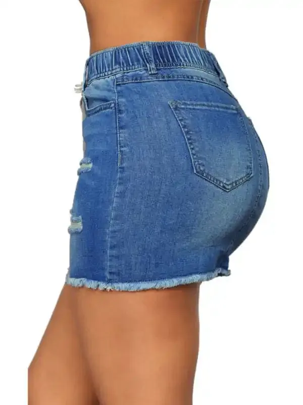 Women’s Spring/Summer Drawstring Hole Pack Hip Denim Short Skirt